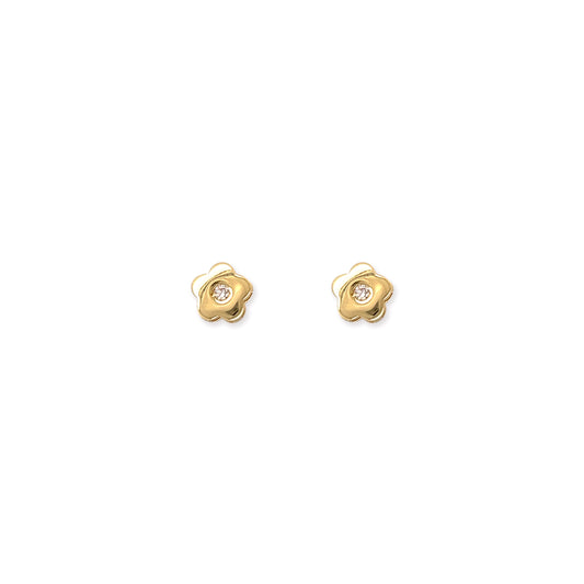 Flower Shape Gold & Diamond Earrings