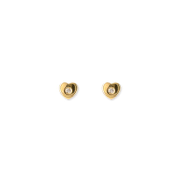 Heart with a Diamond Stud Earrings