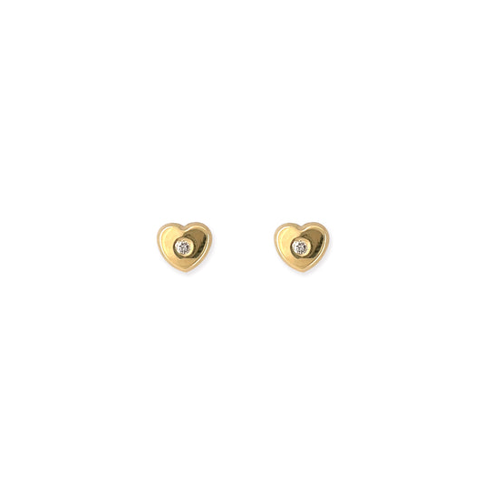 Heart Shape Gold & Diamond Earrings