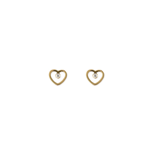 Heart Shape Gold & Diamond Earrings