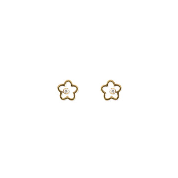 Flower Shape Gold & Diamond Earrings