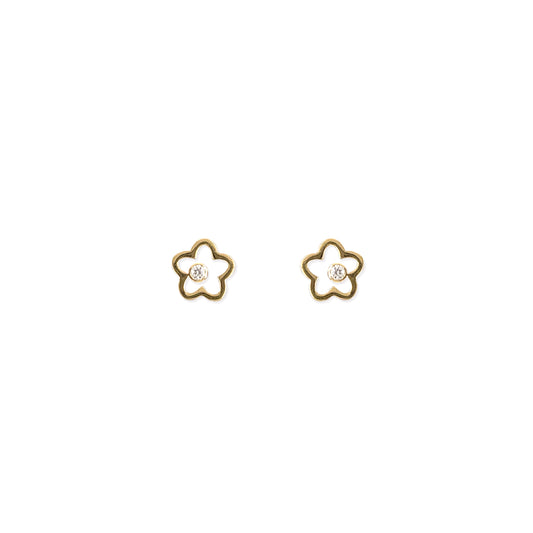 Flower Shape Gold & Diamond Earrings