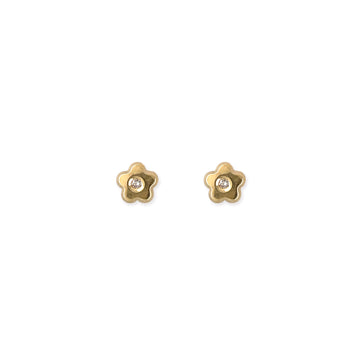 Flower Shape Gold & Diamond Earrings