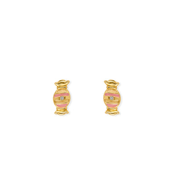 Candy Shape Gold & Diamond Earrings