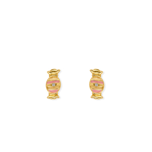Candy Shape Gold & Diamond Earrings