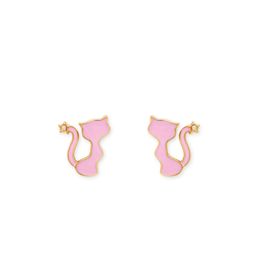 Cat shape Gold & Diamond Earrings