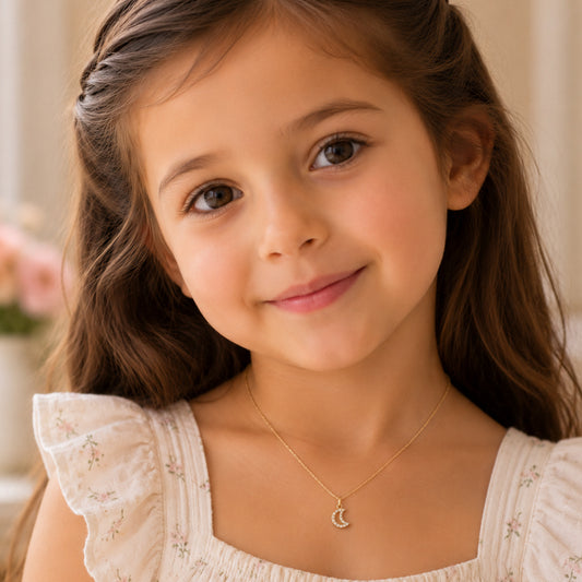 Half Moon Shape Gold & Diamond Necklace
