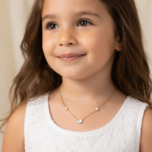 Heart Shape Gold & Pearl Necklace