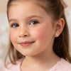 Pink Flower Gold Earrings
