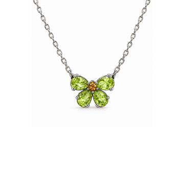Green Butterfly Shape Gold Necklace