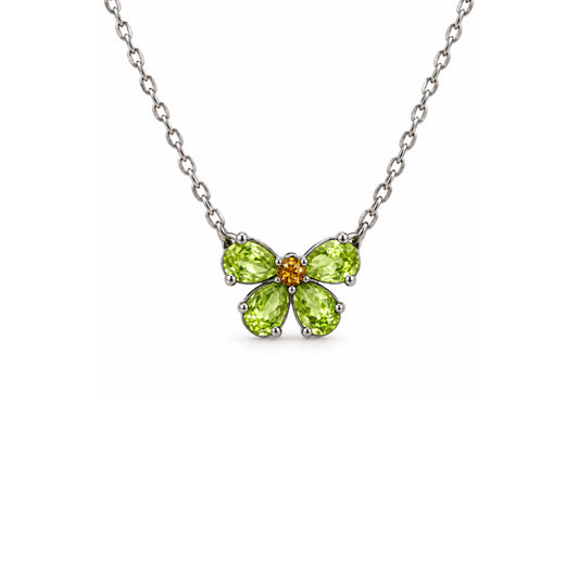 Green Butterfly Shape Gold Necklace