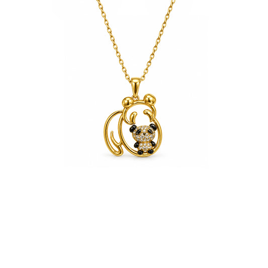 Mother & Baby Panda Gold & Diamond Necklace