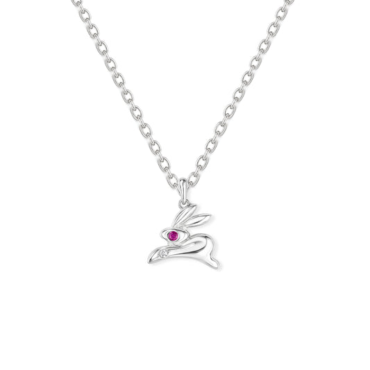Rabbit Shape Gold & Ruby Necklace