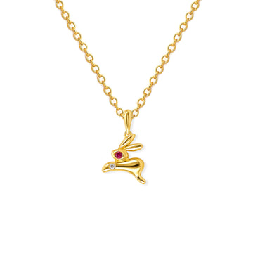 Rabbit Shape Gold & Ruby Necklace