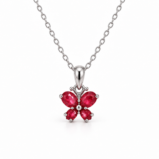Red Butterfly Gold Necklace