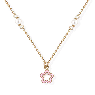 Flower Shape Shape Gold & Pearl Necklace