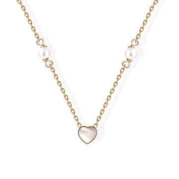 Heart Shape Gold & Pearl Necklace