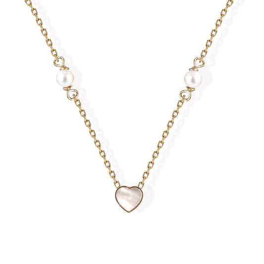Heart Shape Gold & Pearl Necklace