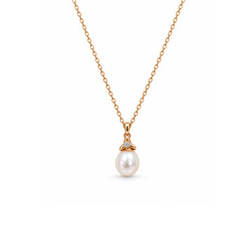 Pearl Drop Gold & Diamond Necklace