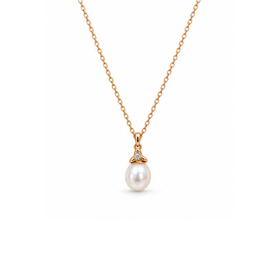 Pearl Drop Gold & Diamond Necklace