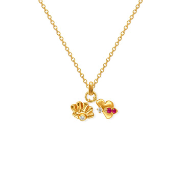 Little Shell & Heart Pendant Necklace