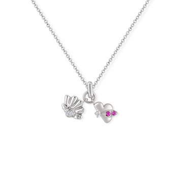 Little Shell & Heart Pendant Necklace