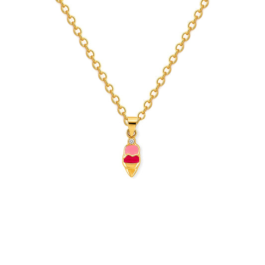 Ice cream Shape Gold & Diamond Necklace
