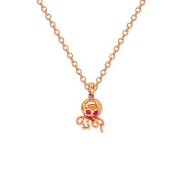 Octopus Shape Gold & Ruby Necklace