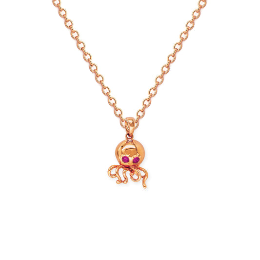Octopus Shape Gold & Ruby Necklace
