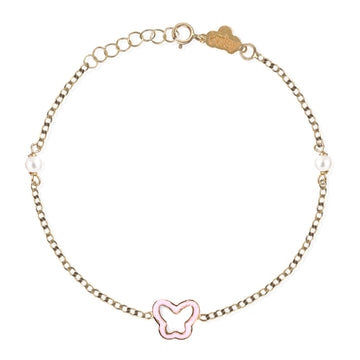 Butterfly Shape Gold & Pearl Bracelet