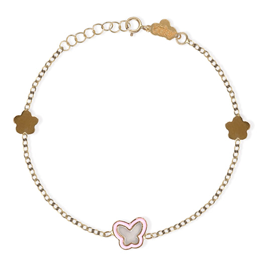 Butterfly & Flower Shape Gold Bracelet