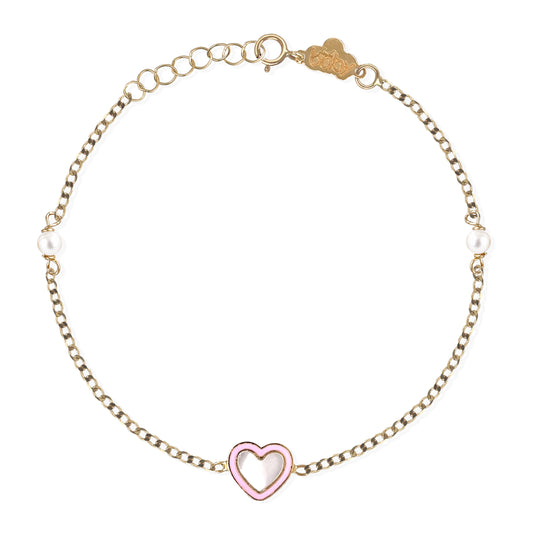 Heart Shape Gold & Pearl Bracelet