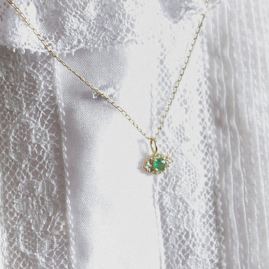 Diamond & Emerald Eye Necklace