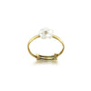 White Floral Gold & Diamond Stud Ring