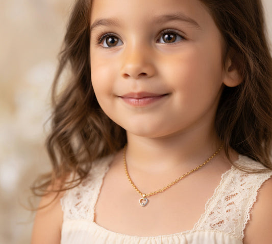 Heart Necklace ( Gold & White Gold with a Diamond Stud)