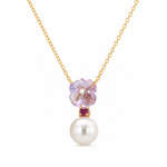 Flower Shape Gold & Diamond Necklace