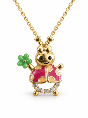 Smiling Ladybug Gold  & Diamond Necklace