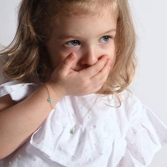 Green Enamel Flower Necklace