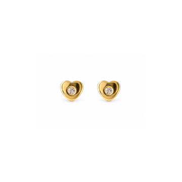 Heart with a Diamond Stud Earrings