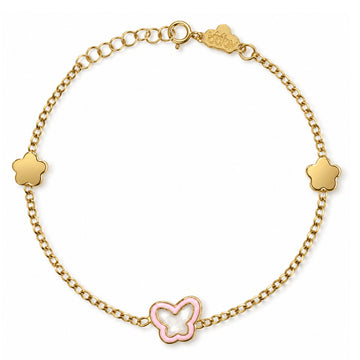 Butterfly & Flower Shape Gold Bracelet