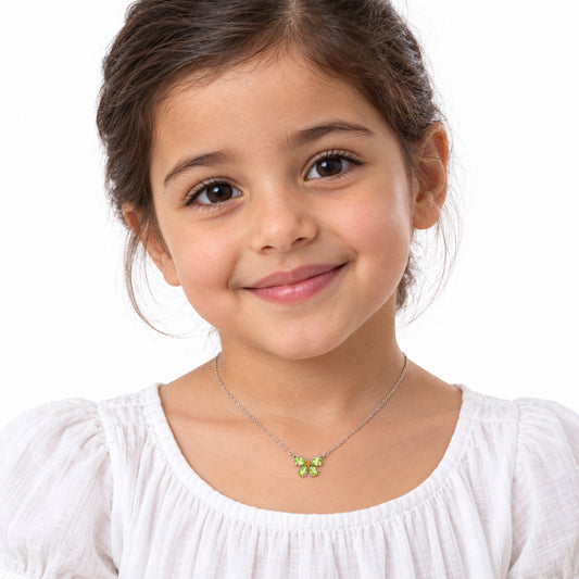Green Butterfly Shape Gold Necklace