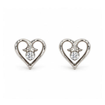 Heart Shape Diamond  & white gold Earrings