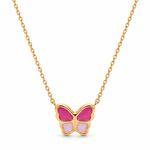 Pink & White Butterfly Necklace