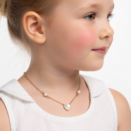 Heart Shape Gold & Pearl Necklace