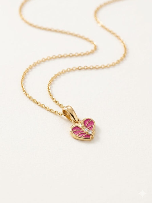 Leaf Shape Gold & Diamond Necklace