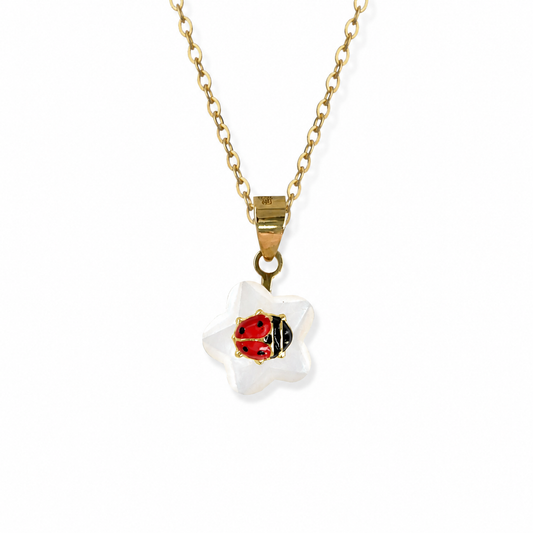 Pink Flower Shape Gold  Necklace