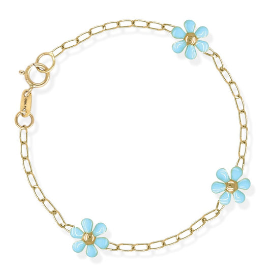 Baby Blue Enamel Flower Bracelet - Baby FitaihiBaby Blue Enamel Flower Bracelet