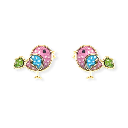 Bird Shape Gold Earrings - Baby FitaihiBird Shape Gold Earrings