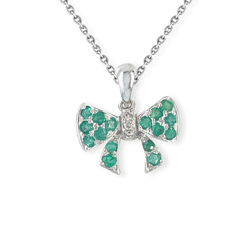 Bow Shape Emerald Gold Necklace - Baby FitaihiBow Shape Emerald Gold Necklace