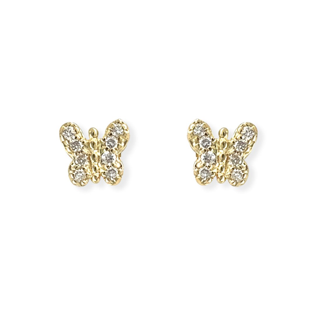 Butterfly Shape Gold an Diamond Earrings - Baby FitaihiButterfly Shape Gold an Diamond Earrings